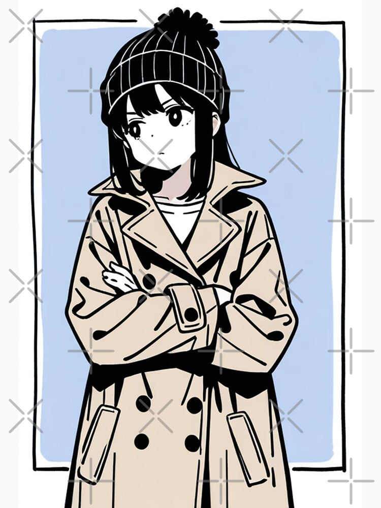 Fashion - Man in Beige Trench Coat Beanie Streetwear Anime Variant 2 by AnimeShin