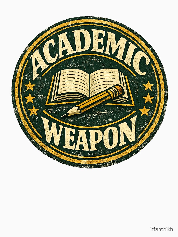 Academic Weapon – Vintage Badge Design | Funny Student Gift Study Motivation by irfanshikh