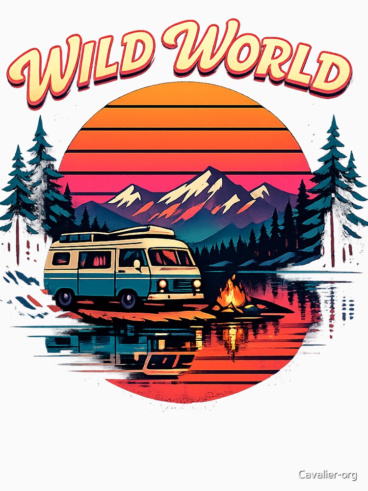 Vintage Camping Adventure – Retro Mountain Camp & Campfire by Cavalier-org