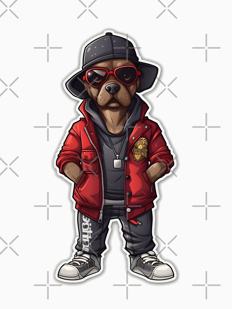 dog with cool glasses in hip hop style by worldshopcolor