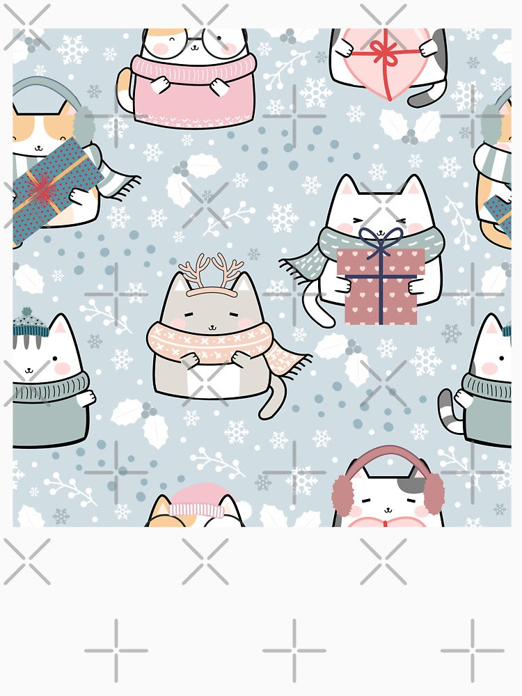 Christmas Cat Seamless Pattern by DAFIN