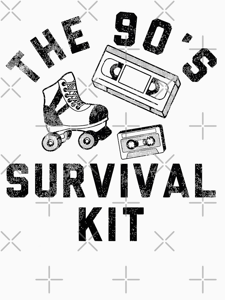Funny 90s Survival Kit Sarcastic Retro Graphic Design for Ladies, Teenagers by Creatiforge