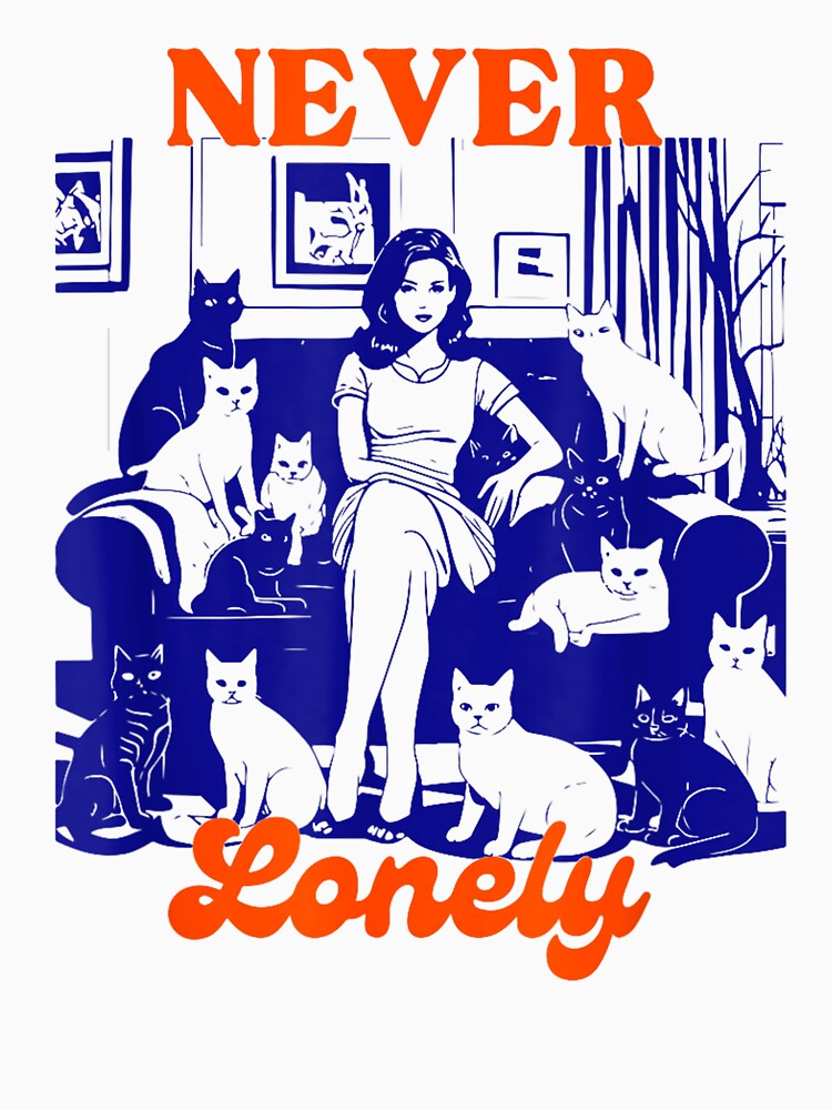 Never Lonely Retro Cat Lady Design by margamPagenberg