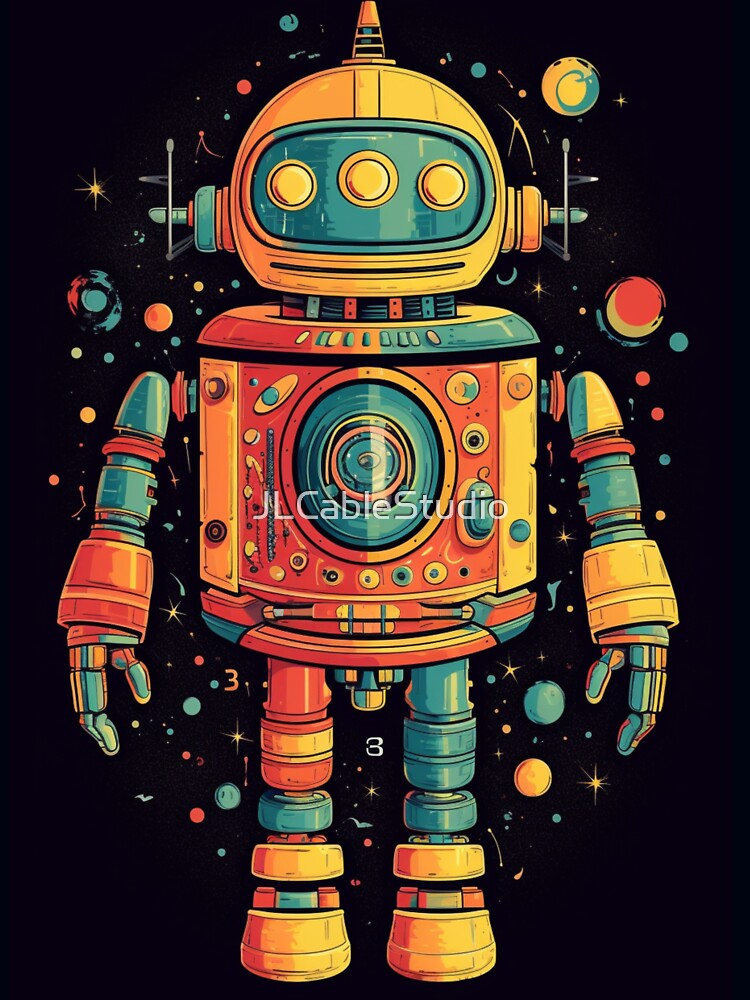 Retro 60's Space Explorer - Vintage Robot Astronaut Design by JLCableStudio