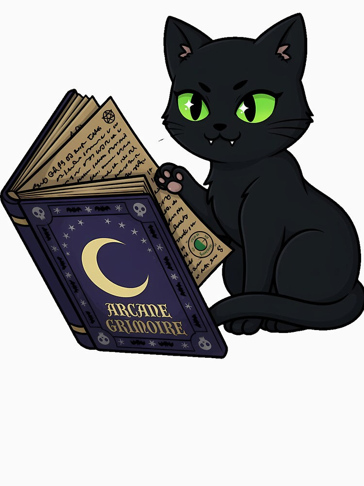 Black Cat with Spellbook by IllumeInk