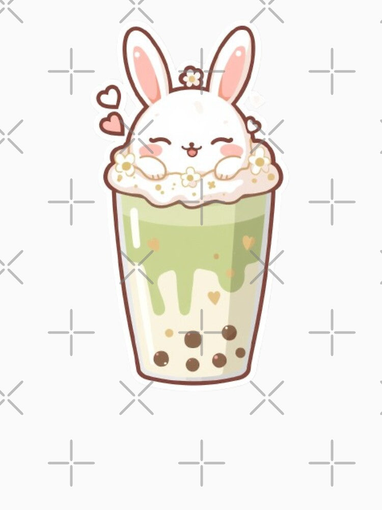 Adorable Bunny in Matcha Latte | Kawaii Café Sticker by Stylestickers55