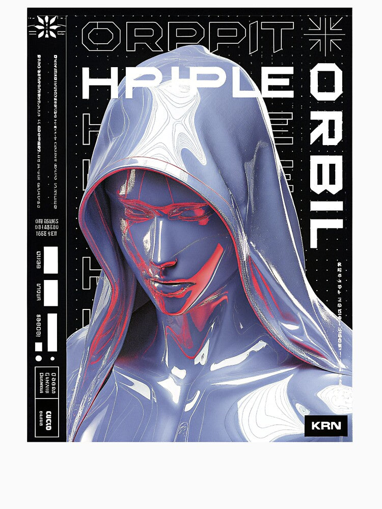 Futuristic Japanese Poster: Synthetic Disciple of the Red Algorithm by Raw-Ink