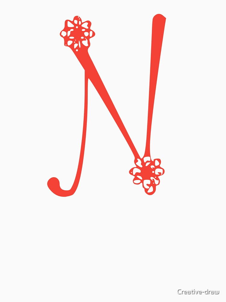 Floral Initial monogram N by Creative-draw