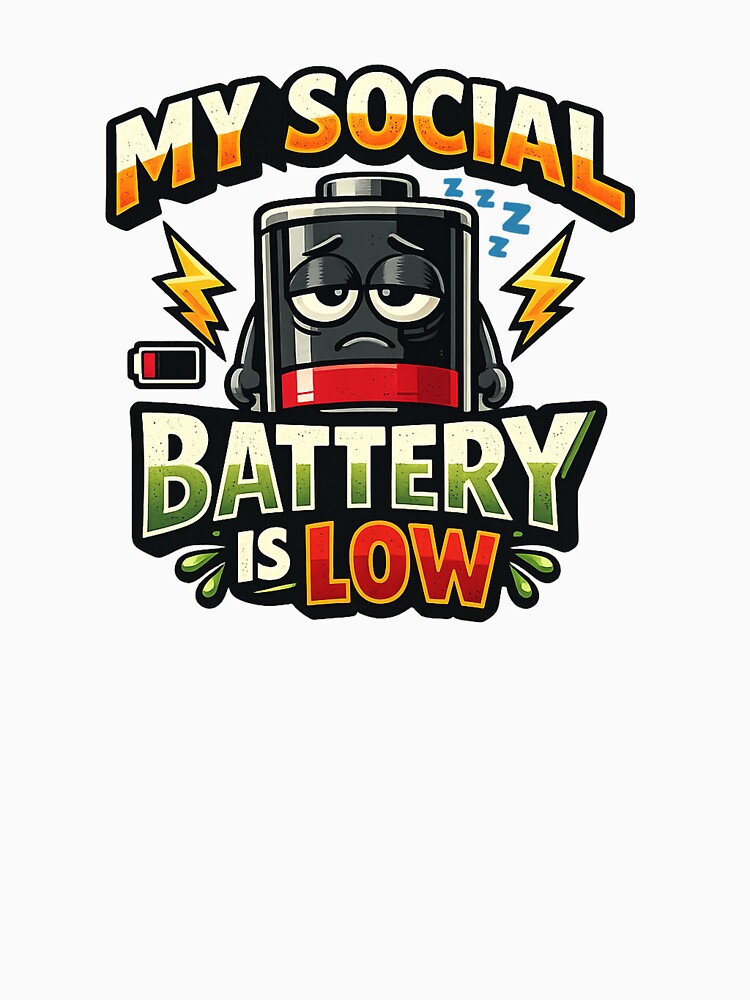 My Social Battery Is Low T-Shirt | Funny Introvert Battery Graphic Tee by CreativeNest Prints