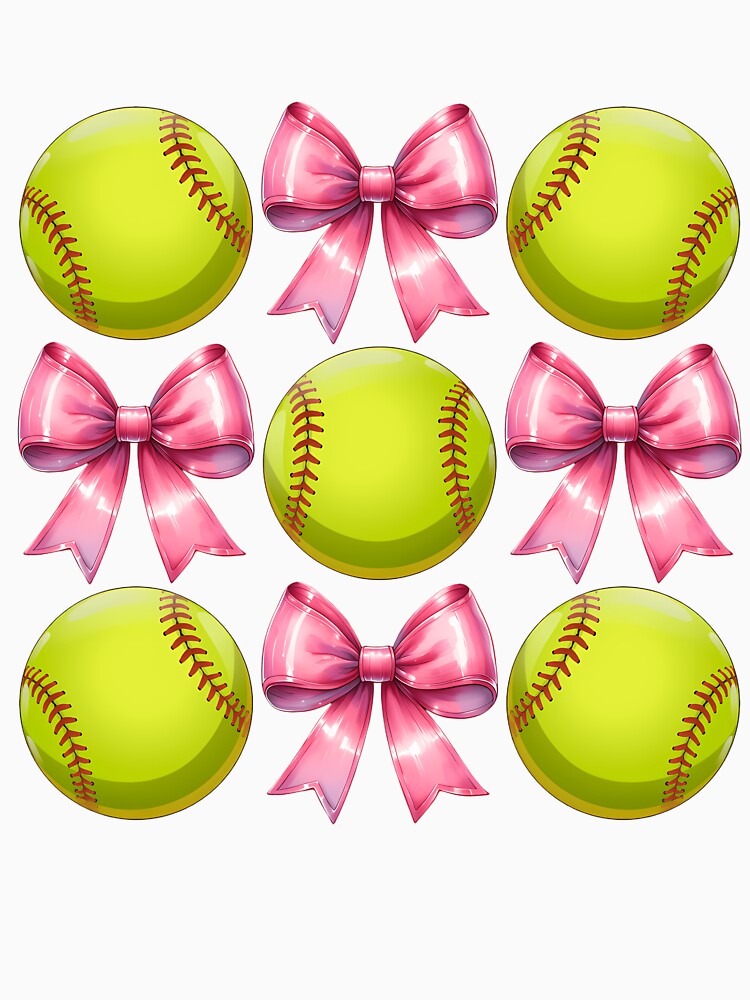 Coquette Bow Softball Player Mothers Day Pink Ribbon Mom Long Sleeve by facegm