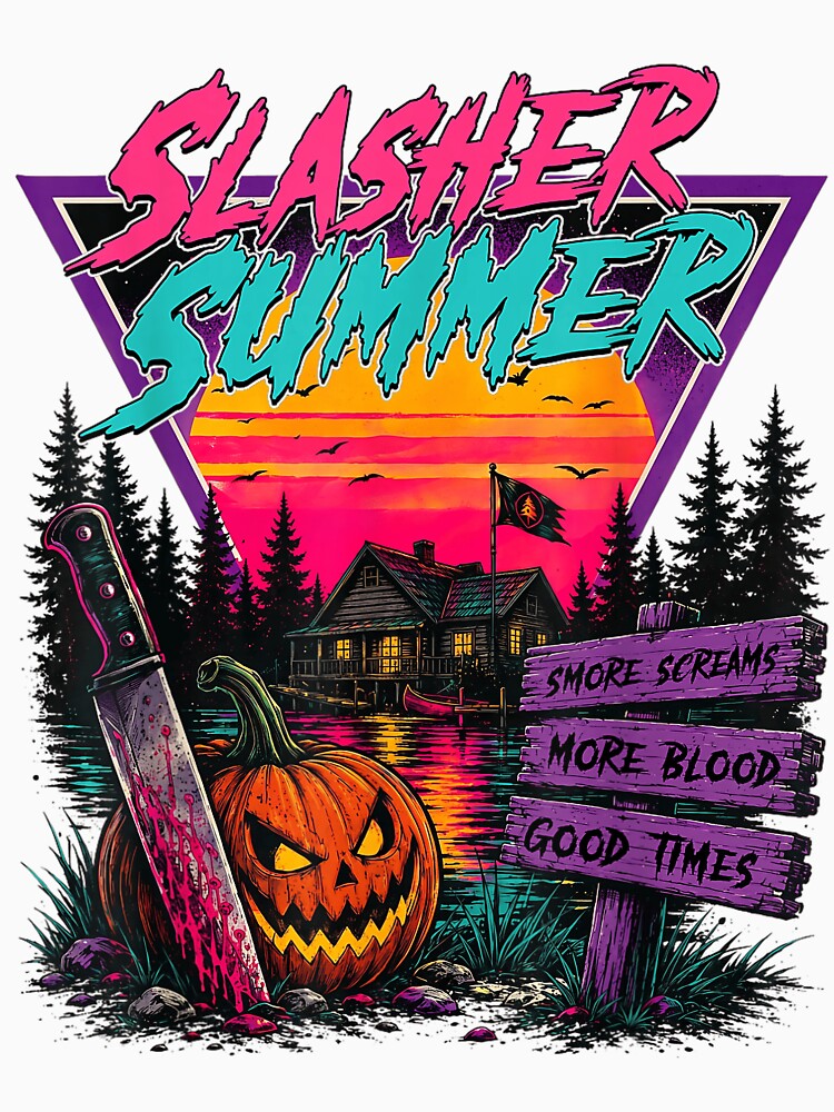 Slasher Summer Retro Horror Camp Vintage Sunset Halloween Mashup by DarylPope