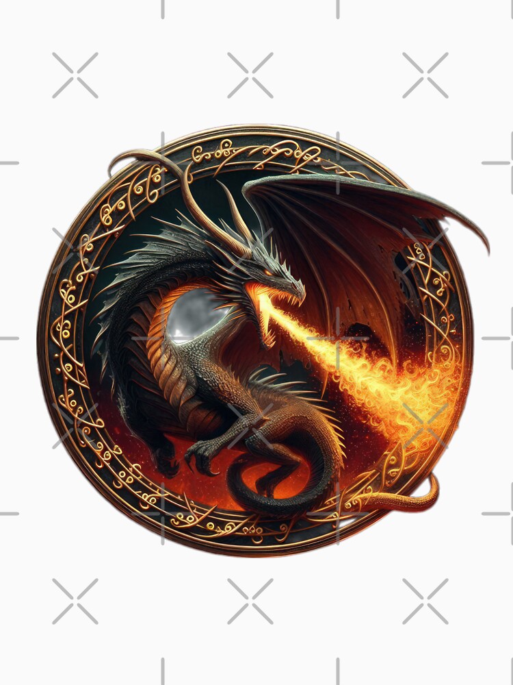 dragons breathing fire with gilded ornaments in a circle by Expressions-Sel
