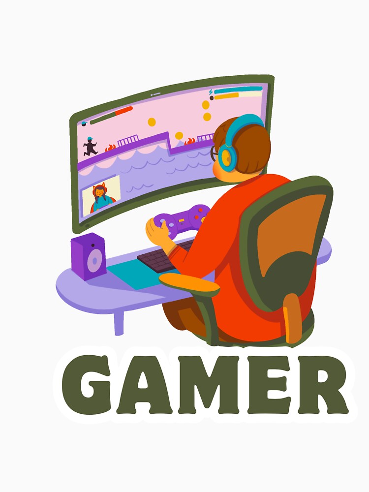 Cartoon Boy Gamer – Gaming Setup Moments by Rasheedaholik