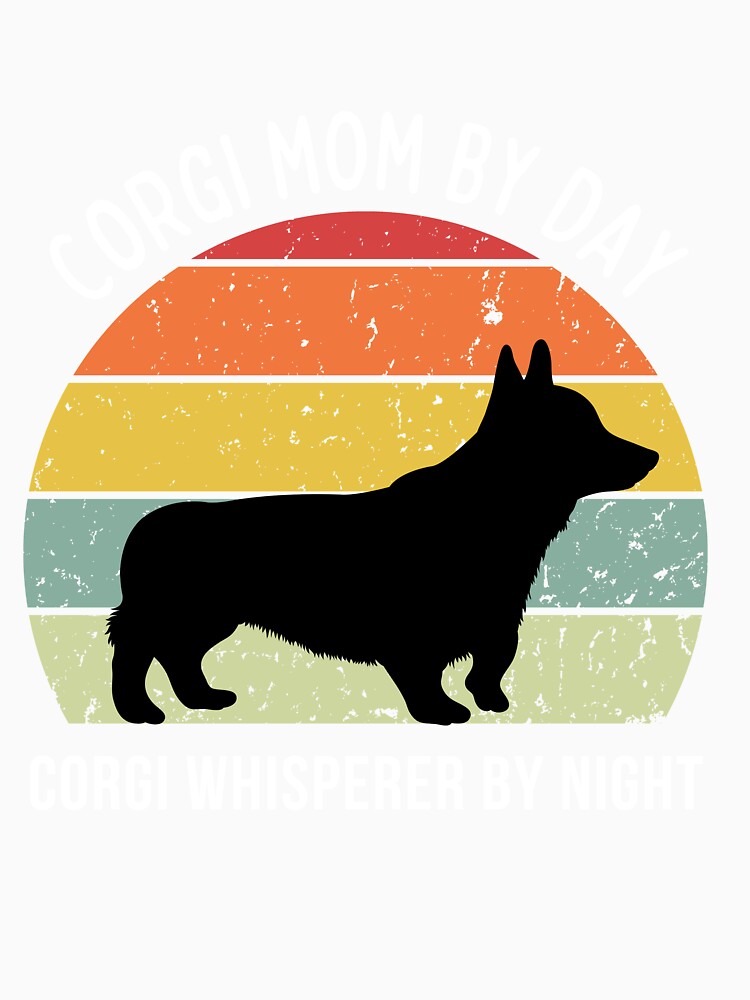 Retro Sunset Corgi Mom by Day design - white text by 29Bumblebee