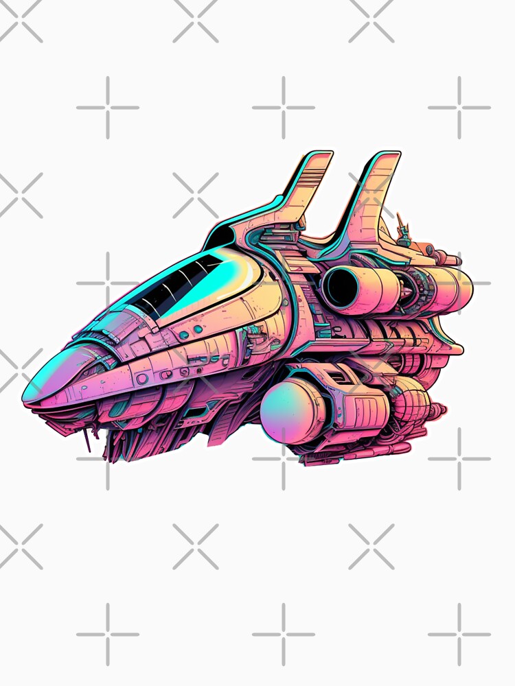 Futuristic Spacecraft Vaporwave Aesthetic Cyberpunk Airship Sticker by mintflavor