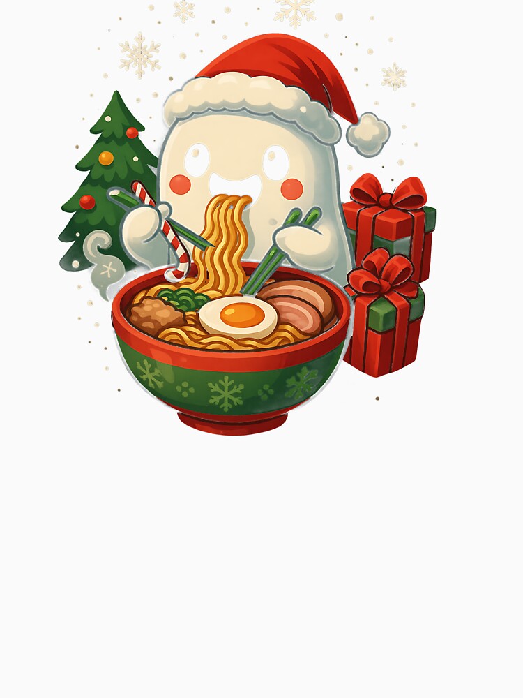 Spooky Cute Ghost Eating Ramen Halloween Japanese Noodles by cawtoon