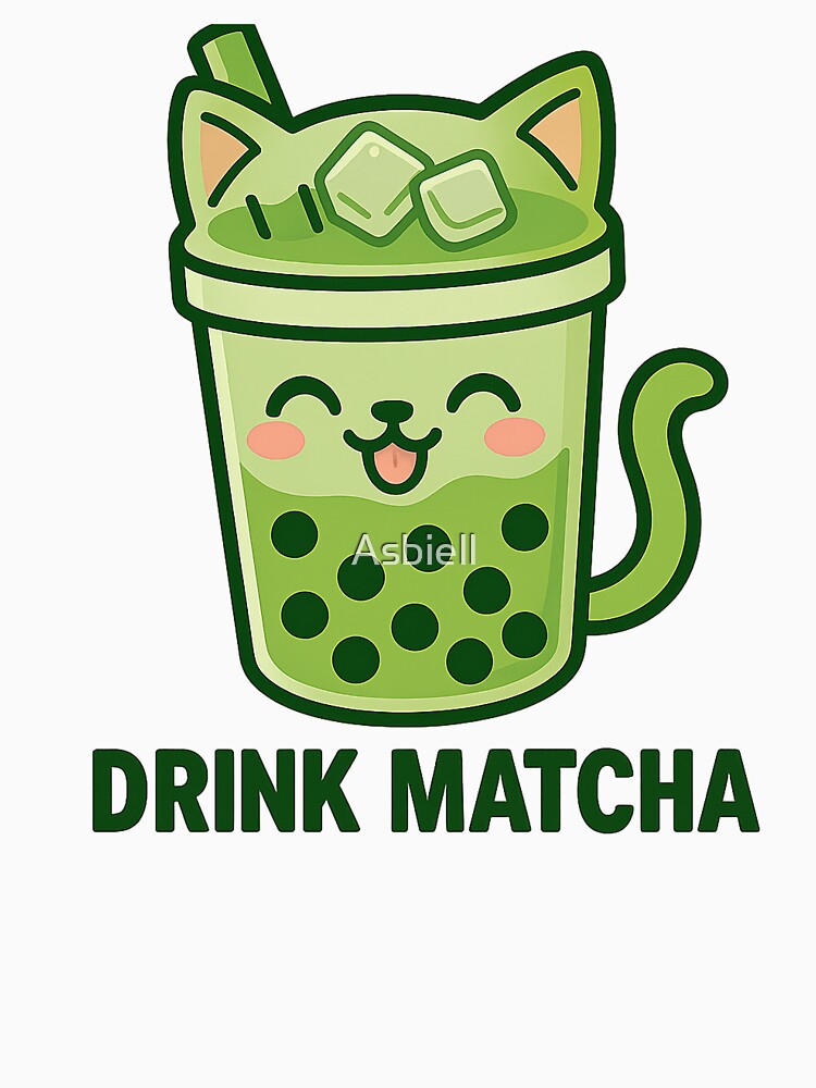 Matcha Bubble Tea Cat – Kawaii Neko Boba Drink by Asbiell