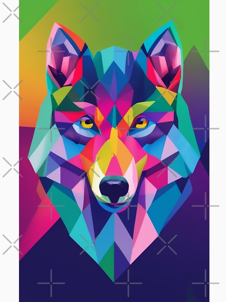Geometric Wolf, colorful and vibrant by Sticky ™
