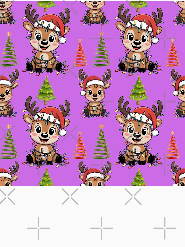 Cheerful Christmas Reindeer & Tree Pattern by Grang Art Artistic Designs