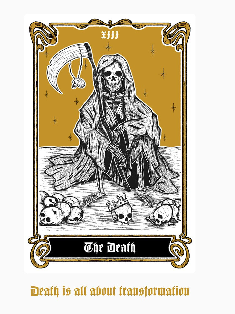 The Death Tarot Card Halloween Vintage Grim Reaper T-Shirt by bradandchloe