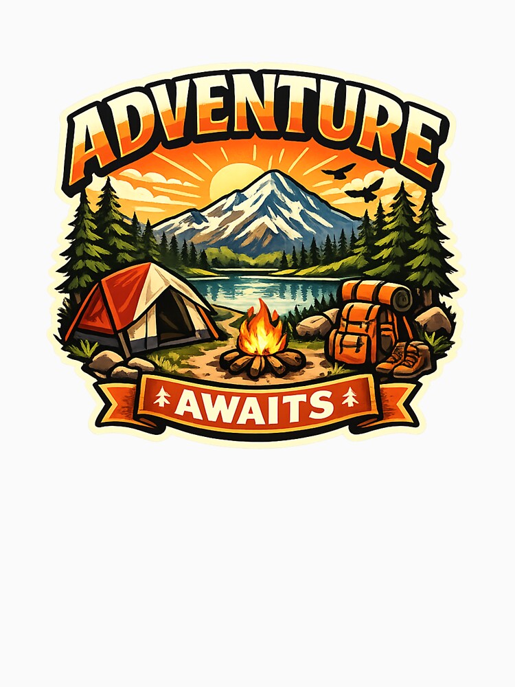 Adventure Awaits – Camping, Mountains & Outdoor Retro Illustration by alex-oliveira