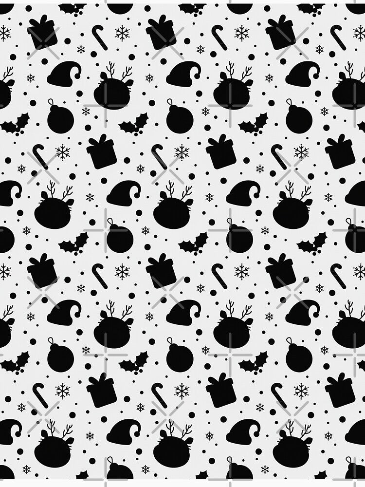 Black White Christmas Seamless Pattern by graphicnew