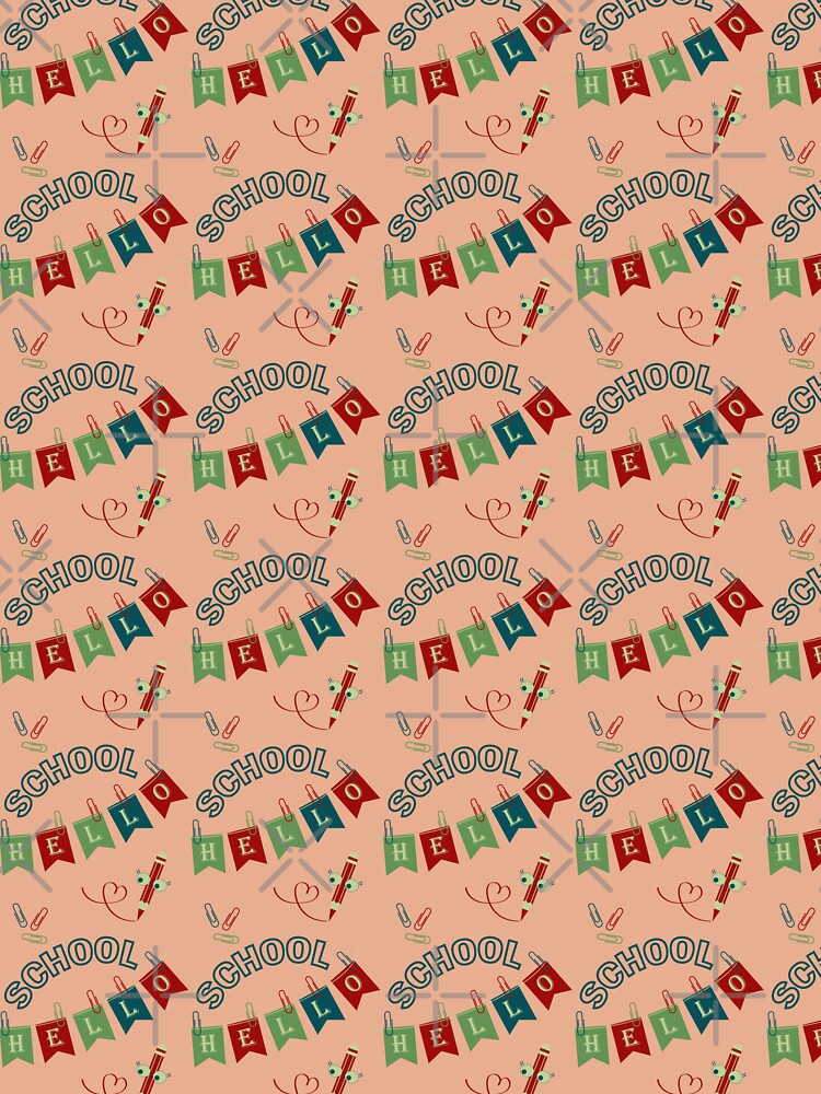 Seamless pattern hello school typography on a pink background by CutieBlue