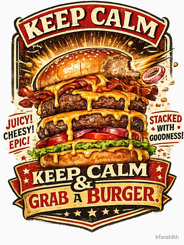 Keep Calm Grab A Burger: Motivational Reassurance Food Therapy by irfanshikh