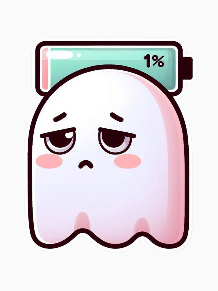 Ghost Low Battery 1% – Cute Introvert Ghost Minimal Design by Low Battery Society