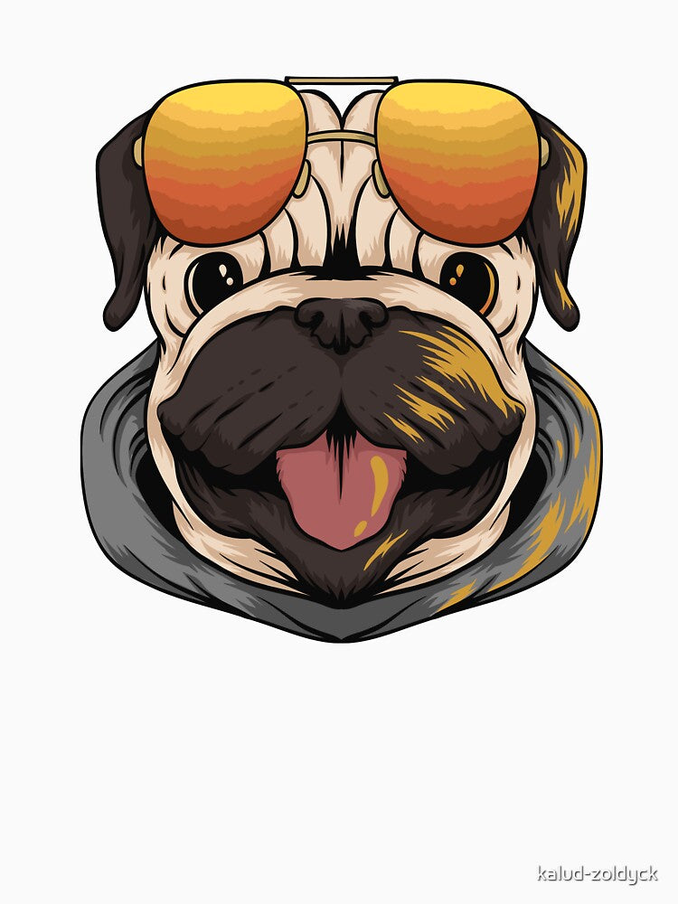 Cute Pug wearing sunglasses by kalud-zoldyck