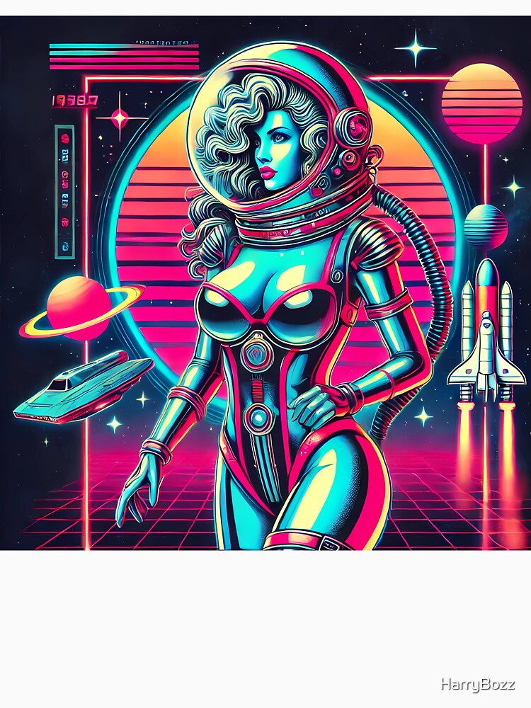 Cyber Astronaut Babe – Retro Futurism Aesthetic by HarryBozz