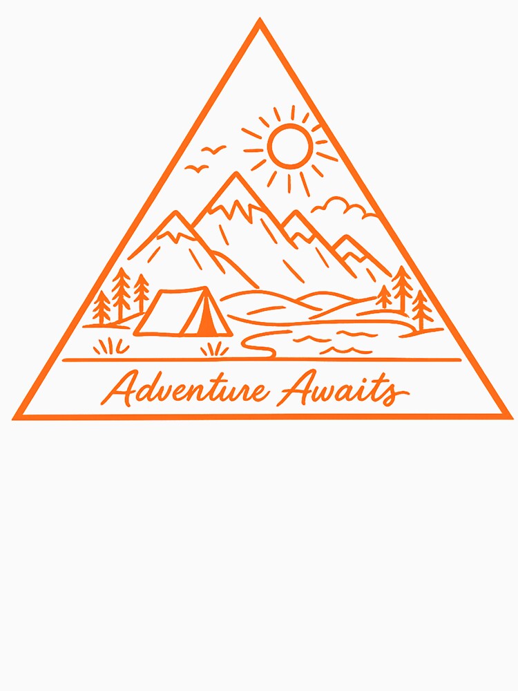 Adventure Awaits | Minimalist orange outline print by Masha_D