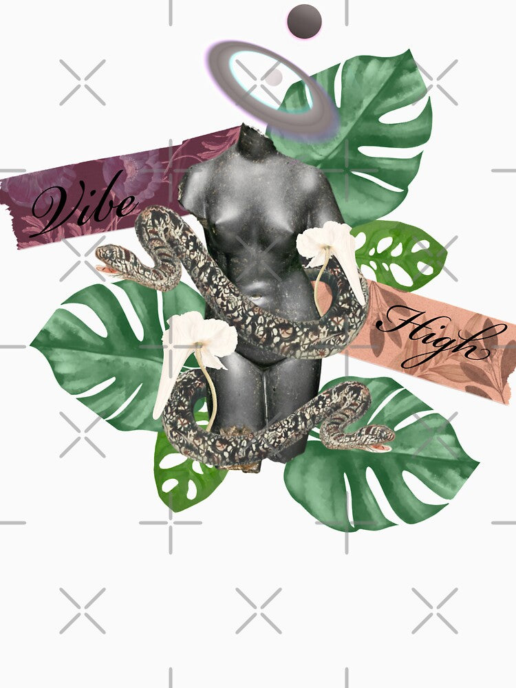 Vibe high Greek  stone and nature with snakes and trippy flower 2 matte gray by VantaTheArtist