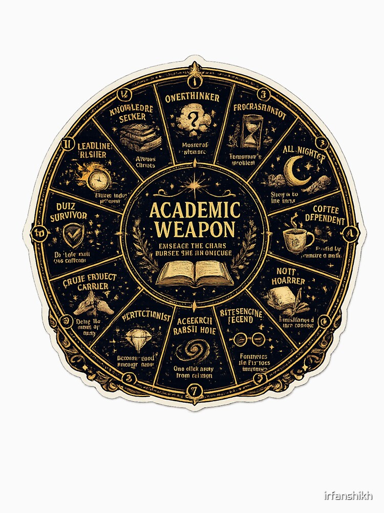 Academic Weapon Zodiac Chart – Funny Celestial Student Astrology Art | Zodiac Student Gift by irfanshikh