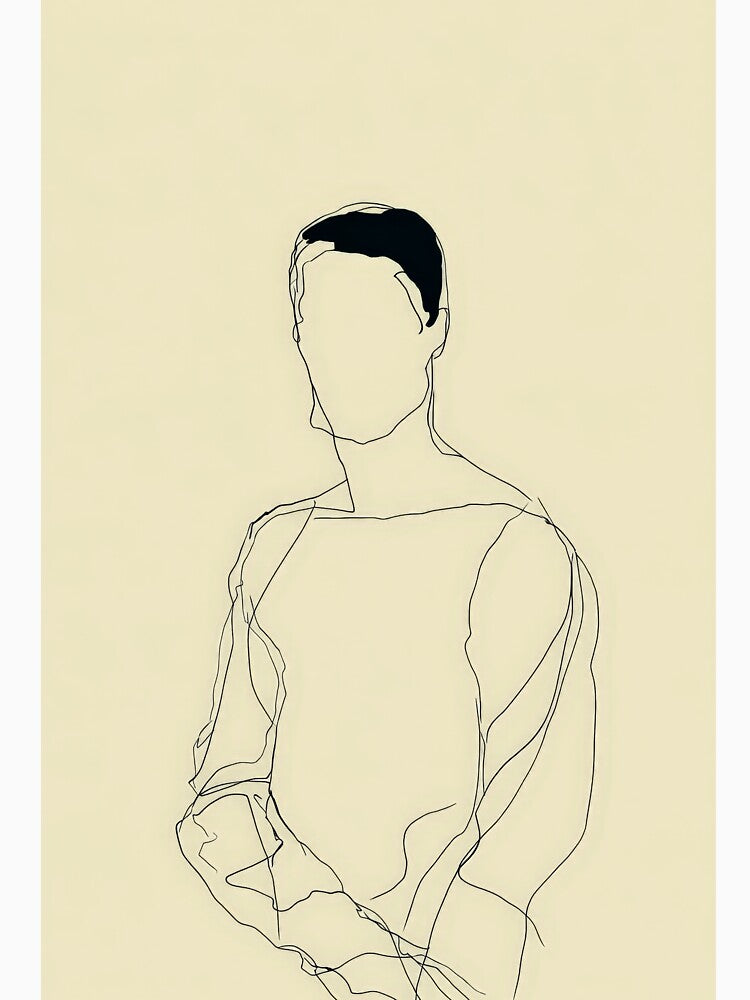 Faceless Man Minimalist Line Art Portrait by Atlas Kai