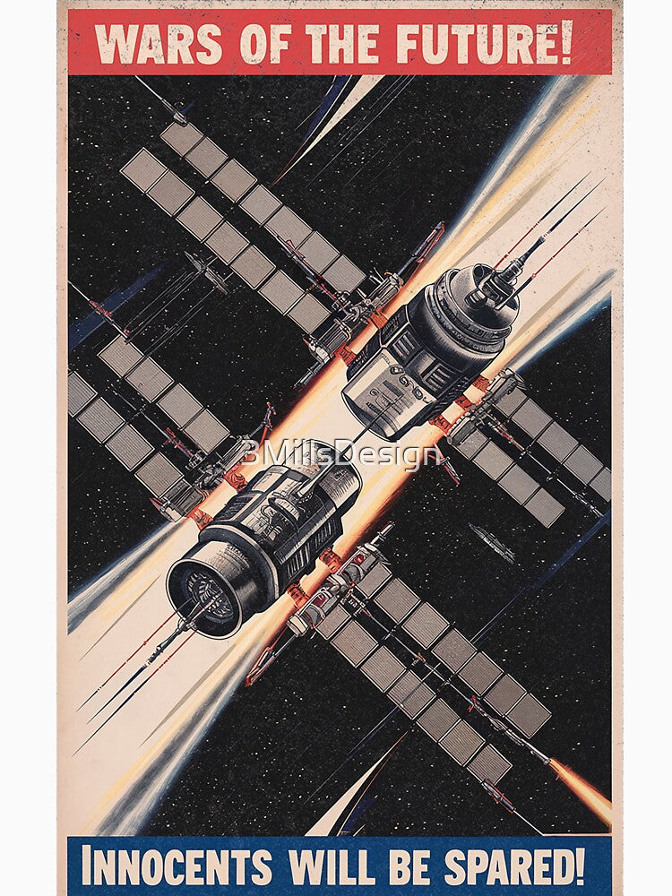 Wars of the Future - Retro Vintage Propaganda Space Battle - Distressed by 3MillsDesign
