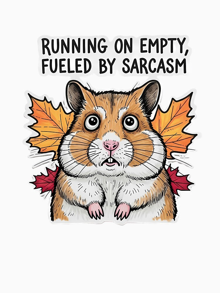 Running On Empty Fueled By Sarcasm - Funny Exhausted Artist Hamster by MoodimalStudio
