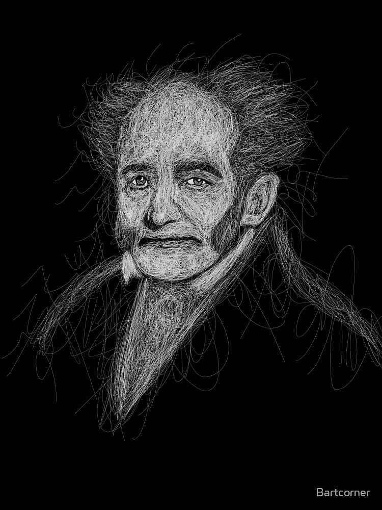 Philosopher Portrait in Scribble Art Style by Bartcorner