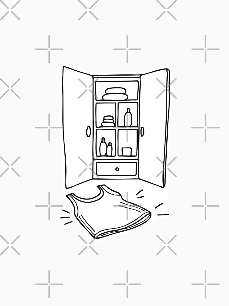 An undershirt on the floor beneath a wardrobe by rasagamastore