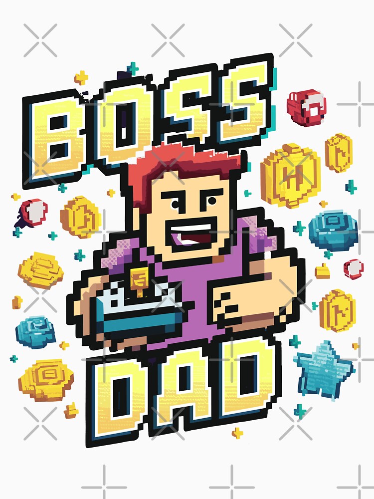 Boss Dad - Retro Video Game Cover Father's Day Art by HahaHandlesHub