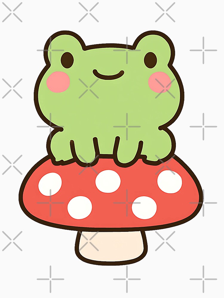 Cute Frog on a Mushroom | Kawaii Frog by stylishdzign