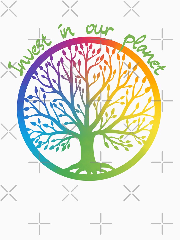 Earth Day 2023 Tree of Life - Rainbow Colors "Invest in Our Planet" Eco-Friendly Design by ElLocoMus