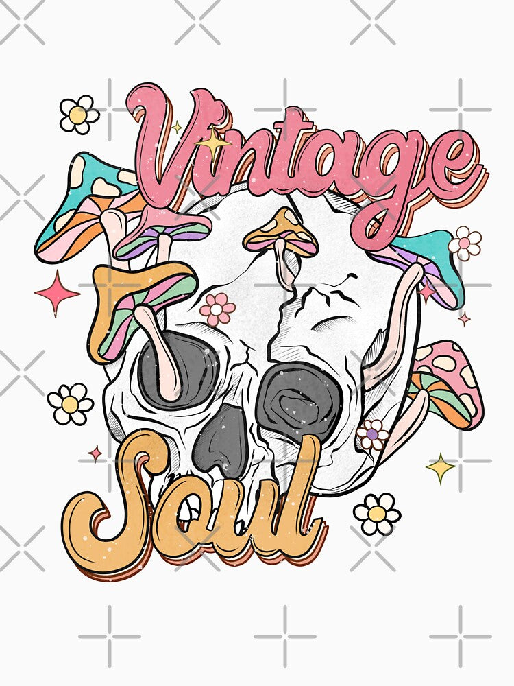 "Vintage Soul" Psychedelic Skull & Mushrooms by FlawlessSeams