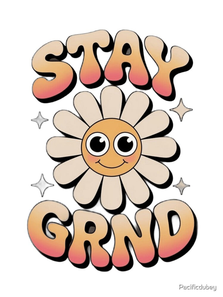 Stay Groovy Retro Smiley Daisy Flower by Pacificdubey