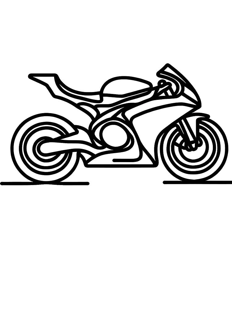 Minimalist white line art sports motorbike by OutdoorMemories