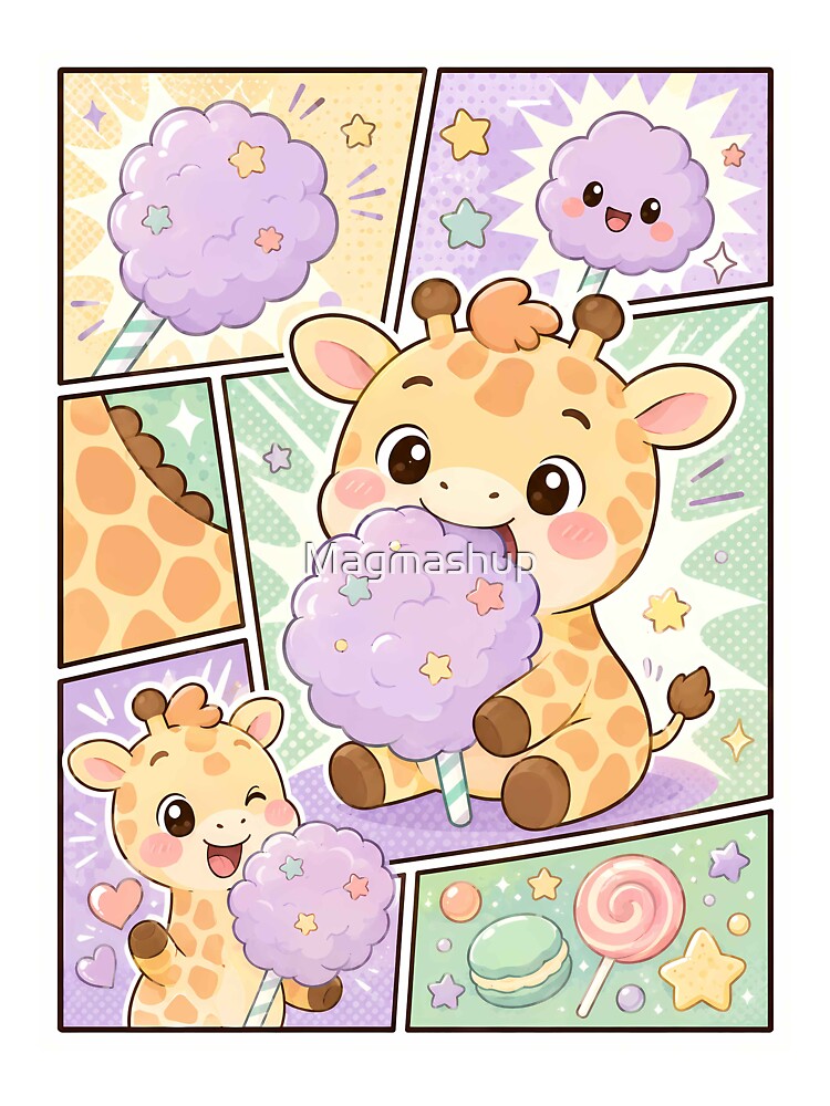 Kawaii Giraffe Cotton Candy Comic Panel by Magmashup