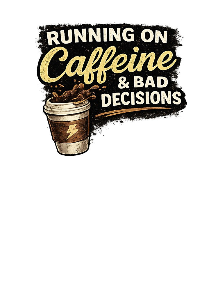 unning On Caffeine And Bad Decisions – Funny Coffee Lover Quote Retro Design by debdesarkar