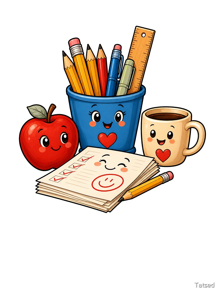 Teacher Desk Supplies Cartoon by Tatsed