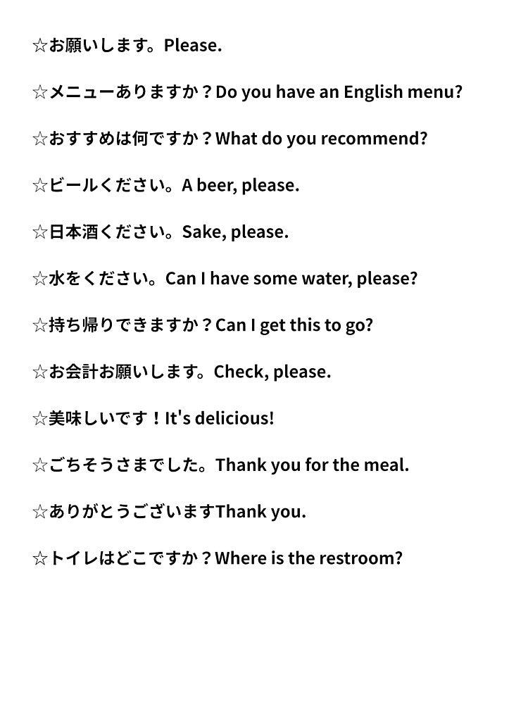 Point & Speak Japanese | Japanese Restaurant & Izakaya Phrases by Miho9999
