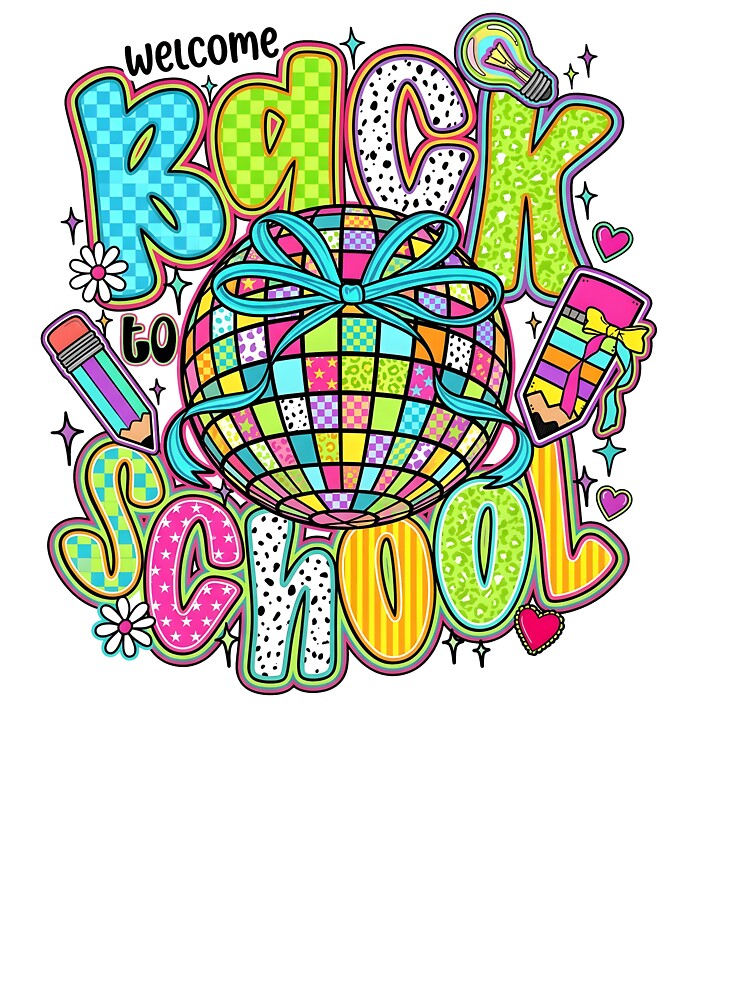 Neon Back To School Disco Bow Kids Teacher by KroghDs
